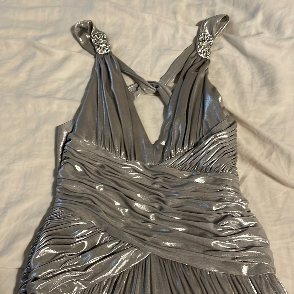 Beautiful silver couture  prom dress